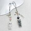 Flocking 3D Kitten Mobile Phone Chain Anti Lost Cat Cell Phone Charm  Backpack Ornament