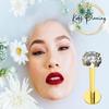 KODY PIERCING 9K Gold Internal Lip Labret with Round Jeweled Top - Quality Piercing