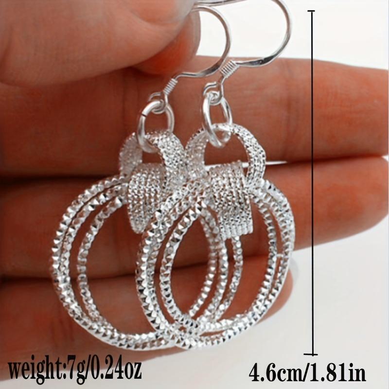 Дизайнерские серебристые серьги с несколькими кольцами, элегантные ювелирные изделия, медный посеребренный материал, изысканный женский подарок