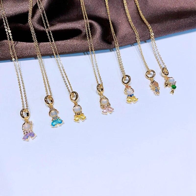 MIGGA новые сказки, маленький циркон, кулон принцессы с камнем, ожерелье золотого цвета, регулируемая цепочка