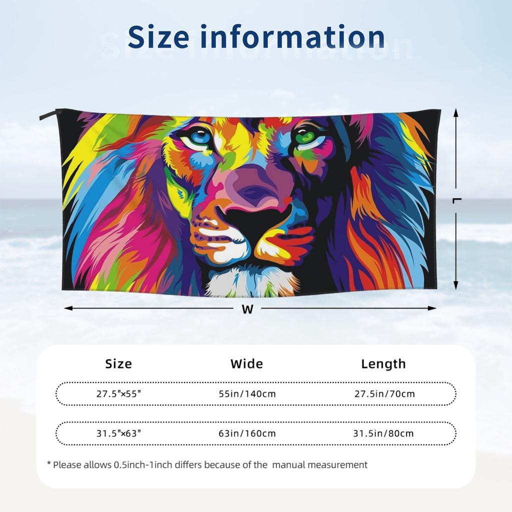 Banksy Rainbow Lion Graffiti Pop Art Painting Beach Towel Soft Microfiber Quick Dry Absorbent Quick Towels For Bath