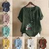 Women's Fashion Round Neck Short Sleeve T-shirt Casual Cotton Linen Graphic Shirt Leisure Loose Books Prined Summer Blouse Tops