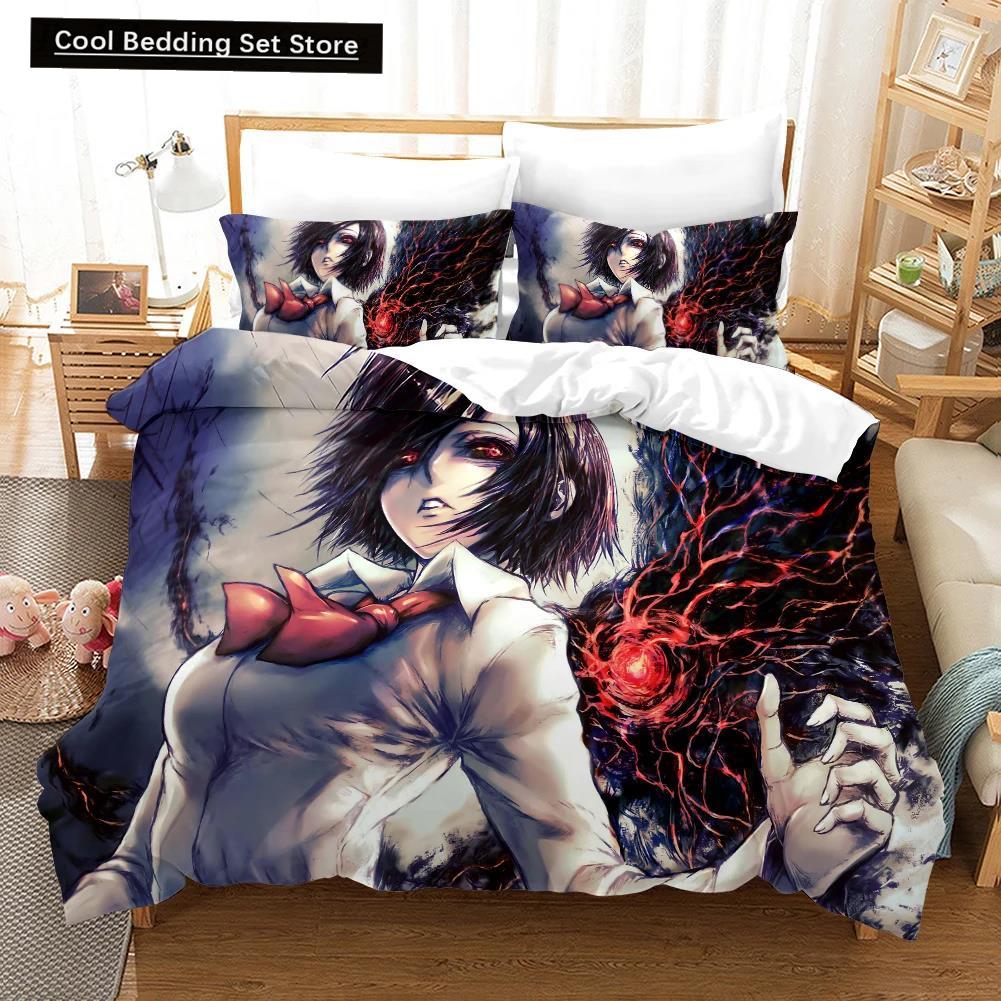 3D Printed Cartoons Tokyo Ghoul Kaneki Ken Bedding Set Duvet Cover Double Twin Full Queen King Adult Kids Bedclothes Quilt Cover