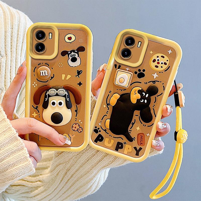 KEYSION Противоударный чехол для VIVO Y15S Y15A Y15C Y16 со шнурком, мягкий силиконовый чехол для телефона с милой 3D-мультяшной куклой для VIVO Y01