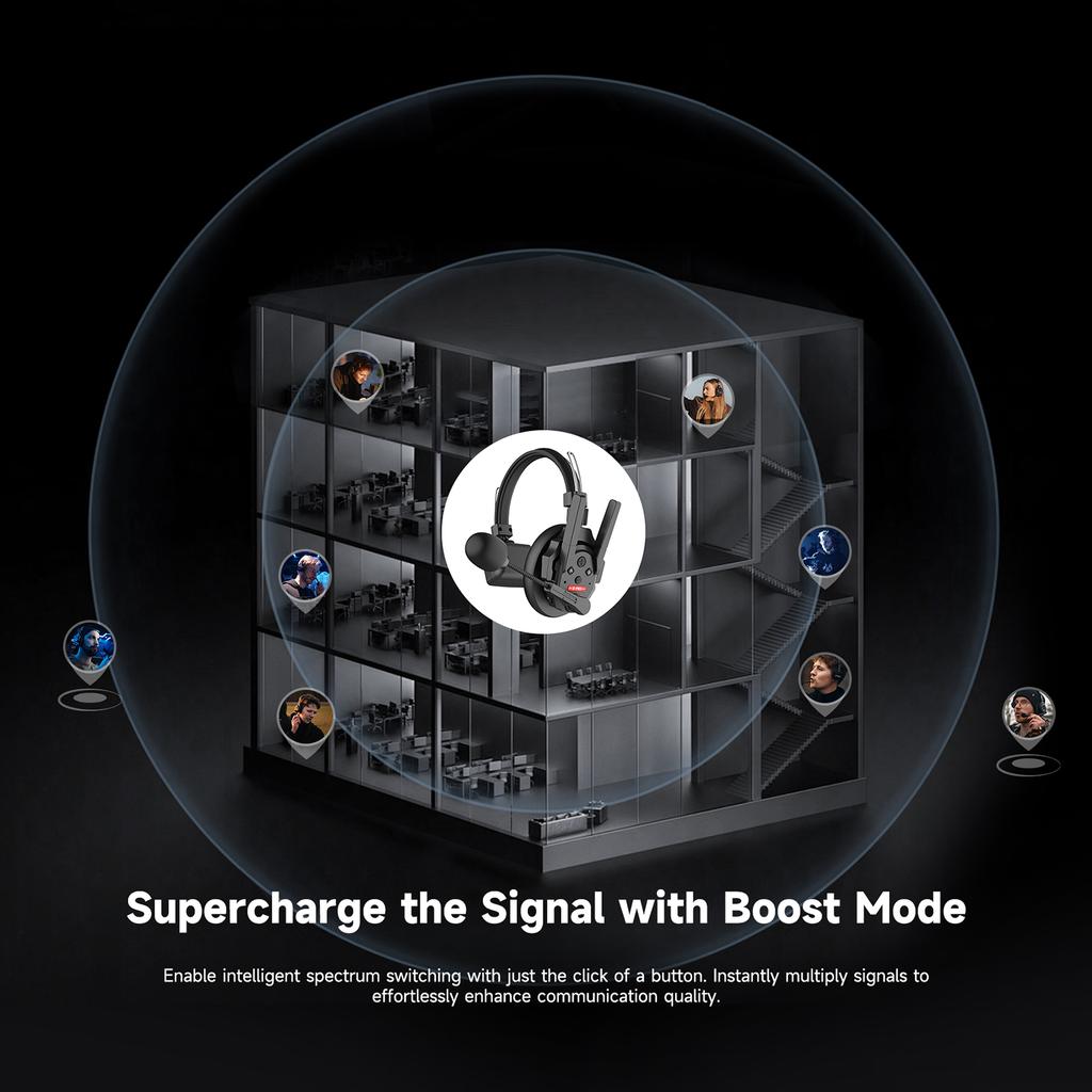 Synco Xtalk XPro9 9-Person Wireless Intercom Headset System 2.4G Wireless Headset with Microphone