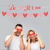 Valentine's Day Banner Romantic Be Mine Heart Shape Banner Flag Eye-Catching Hanging Flag for Party Decorations