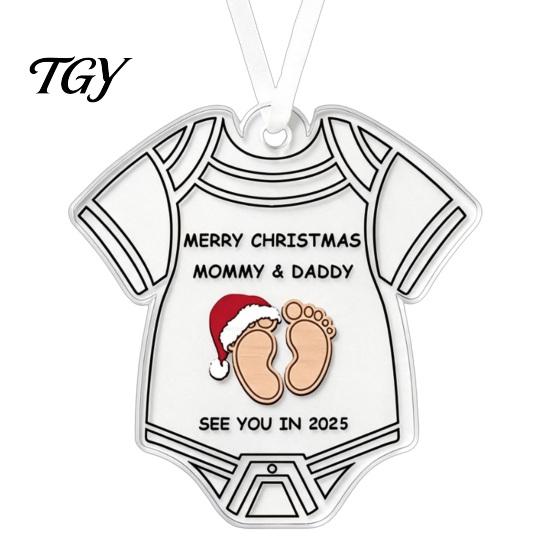 Acrylic Round Pendant Decorations 2D Christmas Hanging Ornaments, Santa Snowflake Reindeer Holiday Party Decor Tree Decorations, Reusable Pendants for