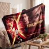 Cristiano Ronaldo Personalized Fleece Blanket With Football Logo, Custom Name Text Soft Warm Home Throw Blanket