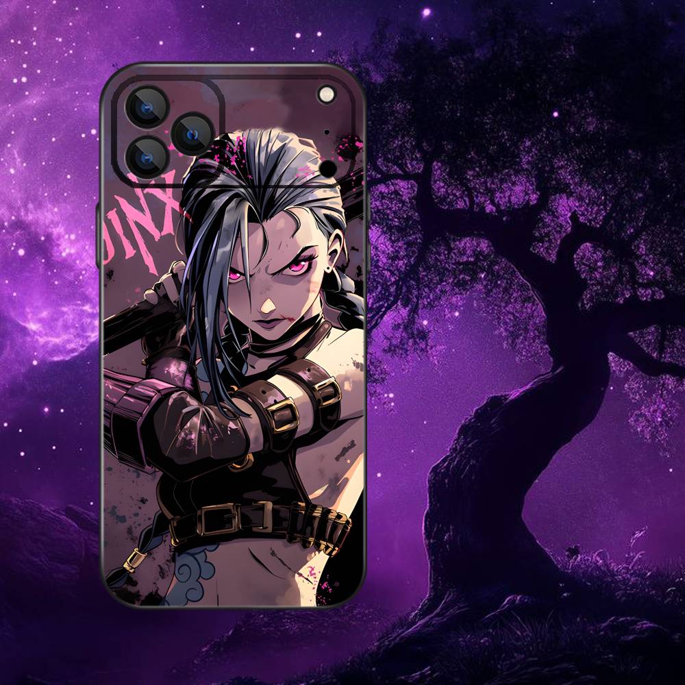 Anime J-Jinx-X Phone Case For iPhone 17,16,15,14,13,12,Pro,Max,Plus,E,SE4,Air,Mini Black Soft Box