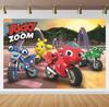 Cartoon Ricky Zoom Motorcycle Birthday Party Decoration Background Banner Racing Motorcycle Kids Baby Party Photo Shoot Props519