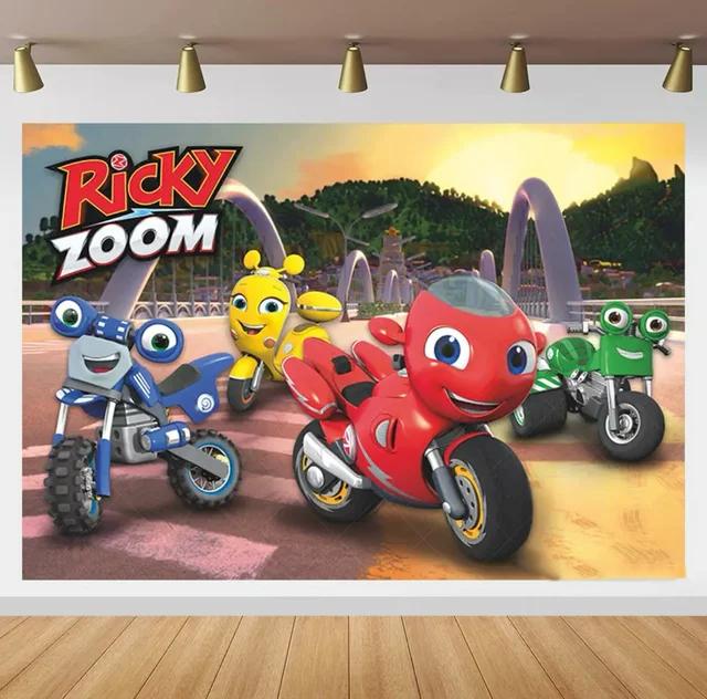 Cartoon Ricky Zoom Motorcycle Birthday Party Decoration Background Banner Racing Motorcycle Kids Baby Party Photo Shoot Props519