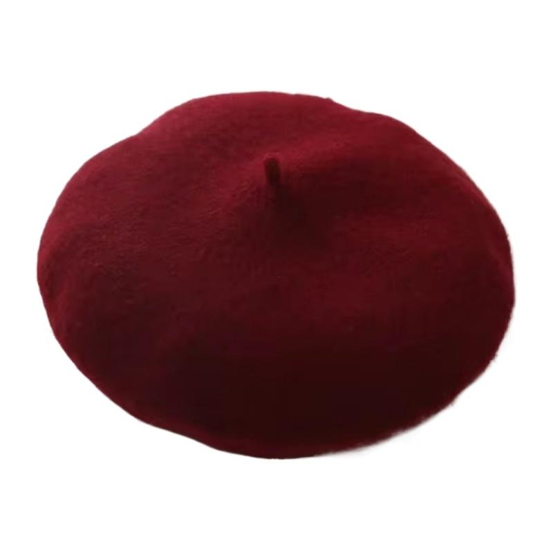 Beret Women's Fashion Retro Casual Wool Beret Artist Hat Wool Versatile Knitted Round Top Bud Hat Warm Hat