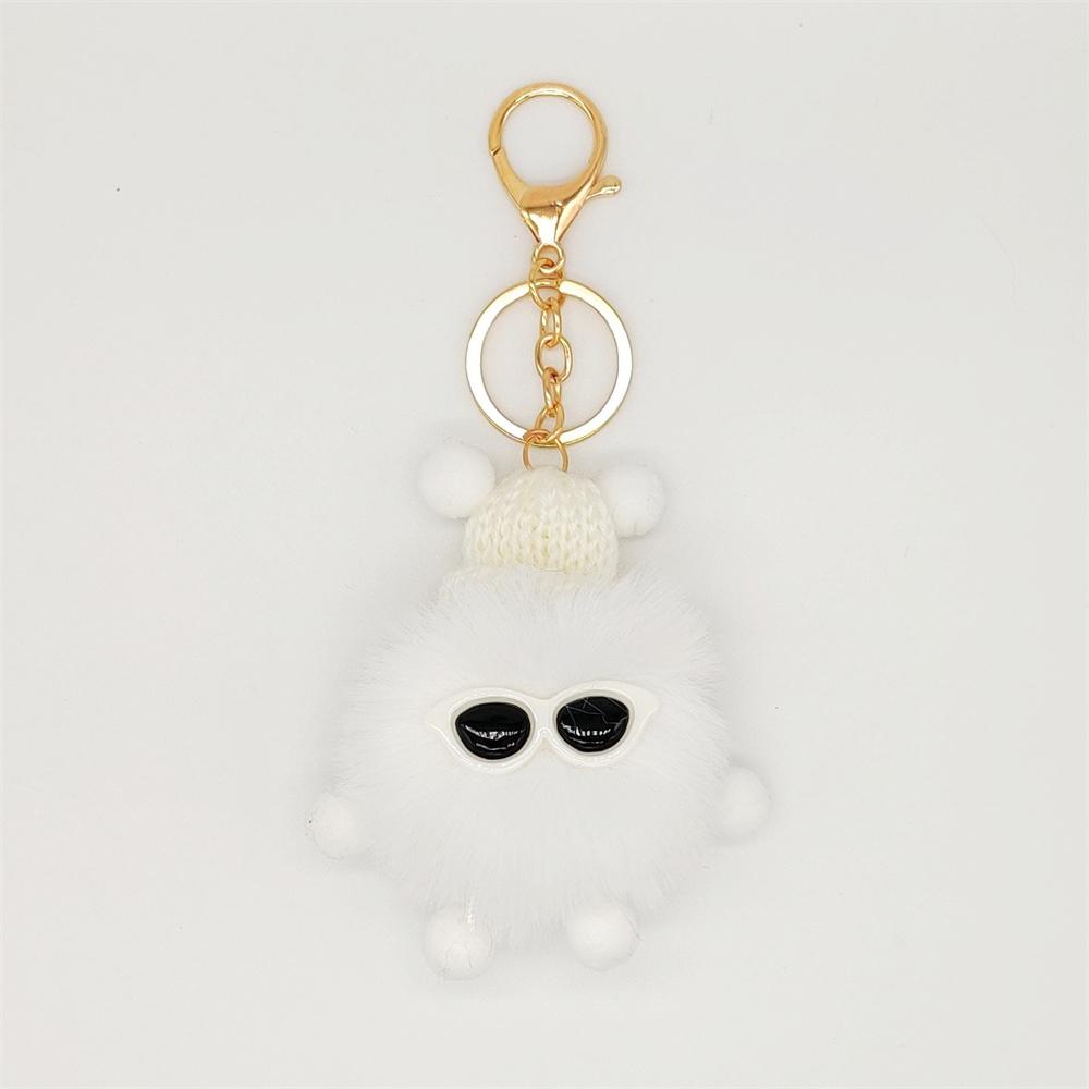 1pc Fashion Cute Mini Ice Cream Key Ring With Tassel Student Fluffy Pom Pom Velvet Plush Keychain For Girls Bag Decoration Gift