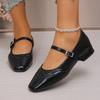 Fashion Plus Size 43 Mary Janes Shoes Woman Spring 2025 Square Toe Ankle Strap Ballet Flats Women Comfortable Ladies Casual Single Shoes