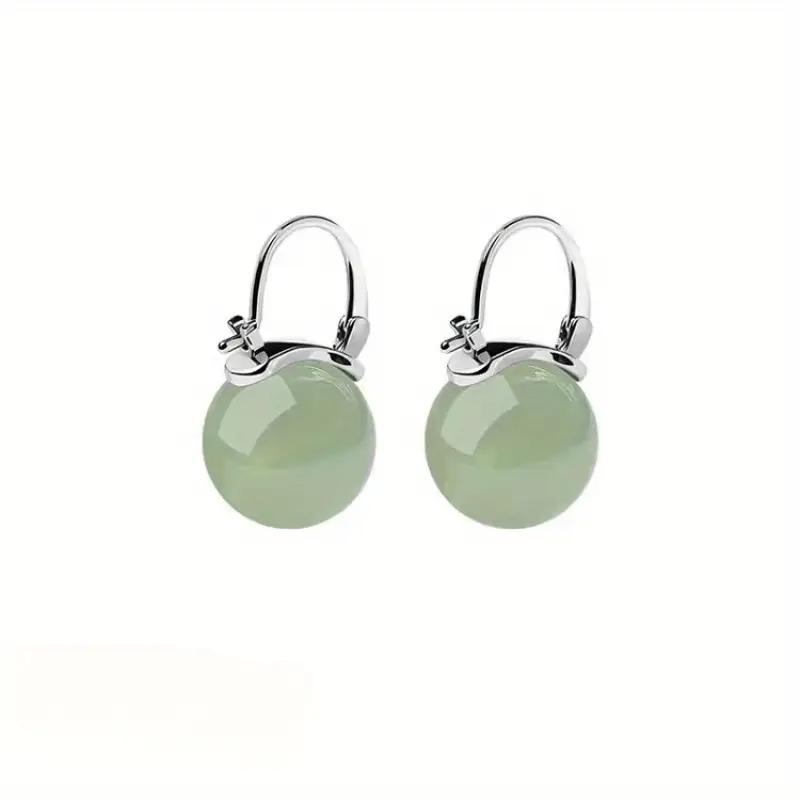 Модный темперамент антиаллергенные серьги с пряжкой в подарок 1 пара имитация нефрита и камня модная индивидуальность