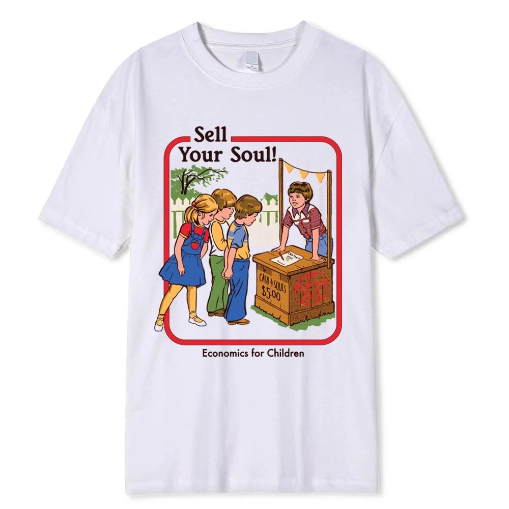 Horror Comic Series Sell Your Soul Economics For Children Tshirts T Shirts Loose Cotton Tee Clothing Street T-Shirt 42821