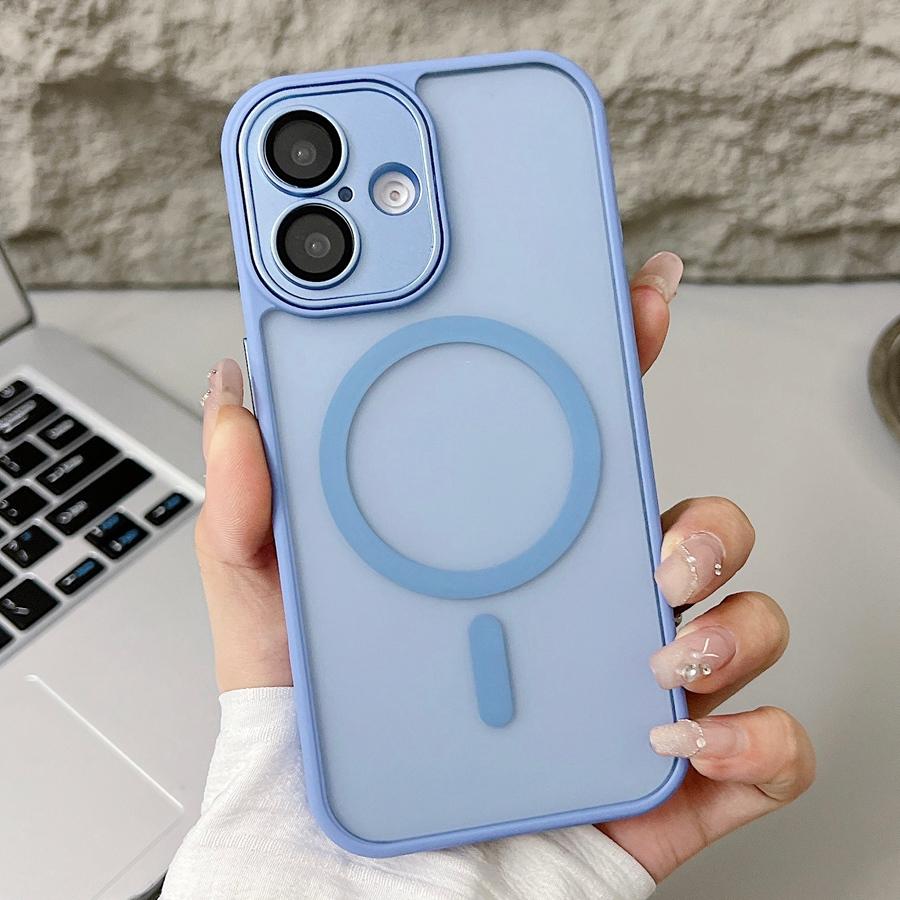 Полупрозрачный матовый улучшенный магнитный чехол для iPhone 16 15 14 13 12 11 Pro Max, совместимый с противоударным защитным чехлом для телефона Magsafe