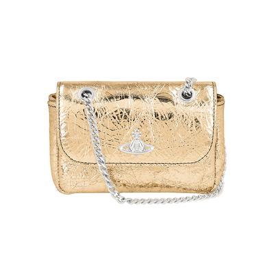 Сумка через плечо Vivienne Westwood с металлизированным эффектом и мелкой складкой, на цепочке, маленькая 5c01000bw L00a7 R401