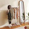 Mobile Clothes Rack with Wheels, Clothes Rail, 5 Hooks and Shoe Rack, White