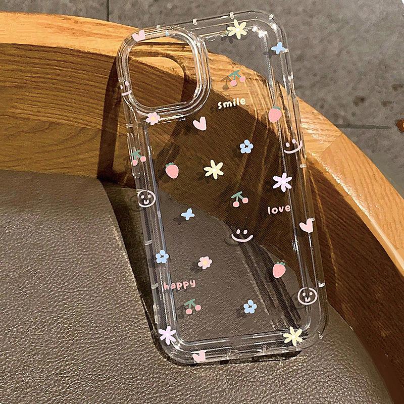 Summer Strawberry Flowers Print Clear Case for Mi 14 13 13T 12 12T Pro 11 Lite POCO X3 Pro Airbag Shockproof Cover Funda