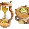 Personalized 10 Min Wooden Sand Timer Hourglass Timer with Navigation Compass(Round Base, Yellow)- Wooden Home Decoration, Christmas Decor
