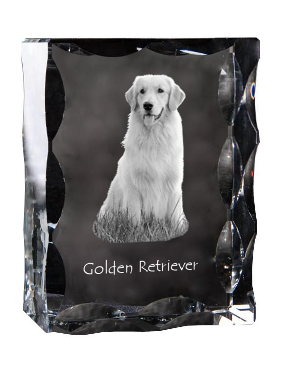Golden Retriever - crystal with a picture of a dog, glass statuette with a picture, unique frame with a picture from Art-Dog brand