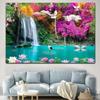 Feng Shui Nature Landscape Wallpaper Canvas Painting Swan Crane Waterfall Pictures Posters Prints for Living Room Wall Decor