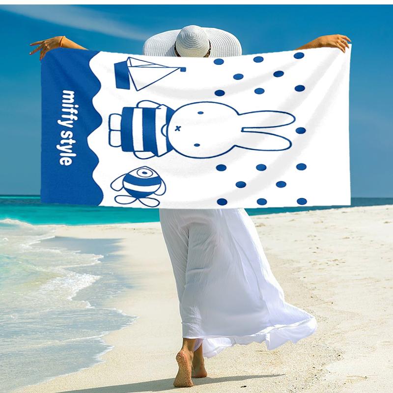 1pc Miffy4 Beach Towel, Comfortable and Thick, and Swimming/Bath/Picnic/Camping Towel, Suitable for Seaside Beaches