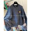 Korean Style Embroidered Pumpkin Stripe Long Sleeve Women's Plus Size Casual Top