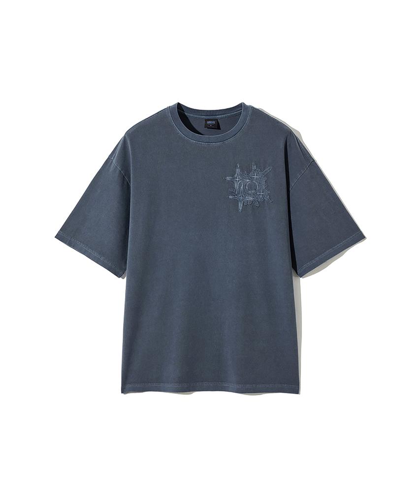 GAKKAI UNIONS Футболка с коротким рукавом Applique с пигментным принтом 'Crumble' Цвет: Dive Blue