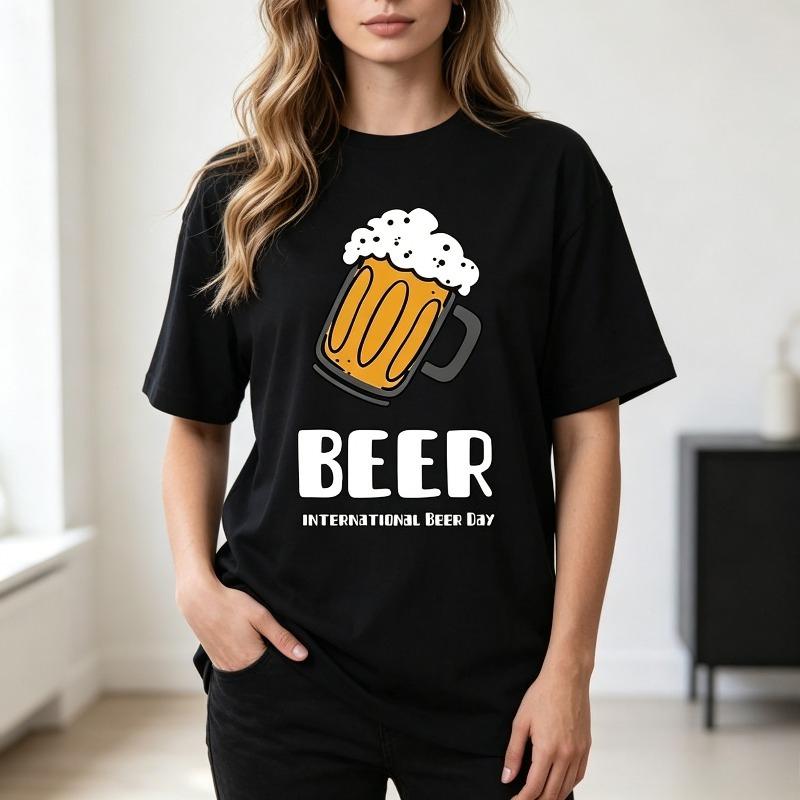 Beer Day Celebration Tshirt Unisex Unisex Funny Beer Mug Print Short Sleeve Crewneck Summer Casual Graphic Tee Beer Enthusiast Gift