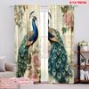 2pcs,2D Plane Printing Light Filtering Curtains Peacock Elegance(3) Versatile Durable Polyester (without Rod) Room Decor Ldeal