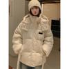 Женская зимняя новая короткая хлопковая одежда с подкладкой, утолщенная, со съемным пушистым капюшоном, похожая на хлеб