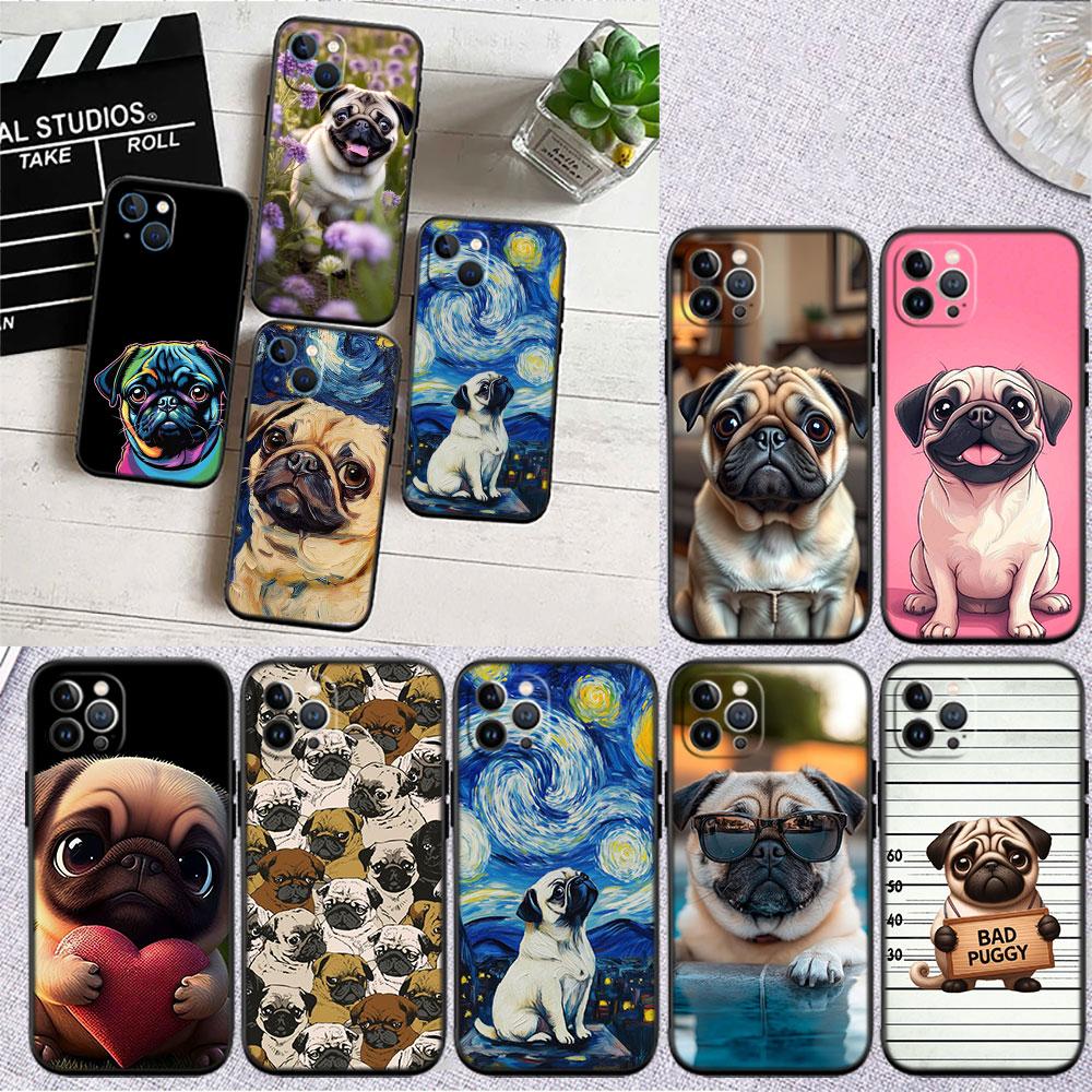 LO27 Cute Pug Dog Soft Shell Phone Case for Xiaomi Poco C40 C50 C51 C55 C65 C71 C75 F3 F5 F6 F7 M2 M3 Pro Ultra