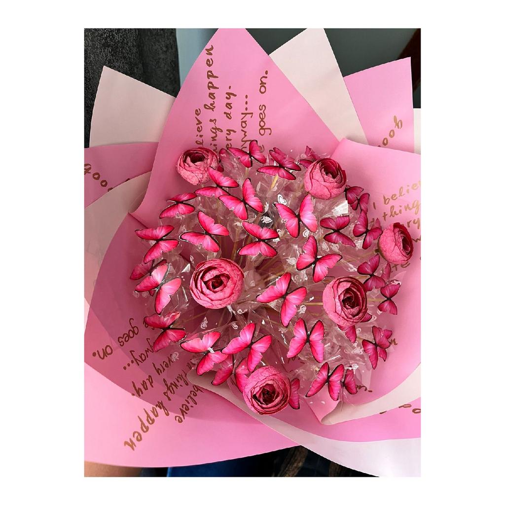 Pink Butterfly Bouquet With Led Gift For Lover