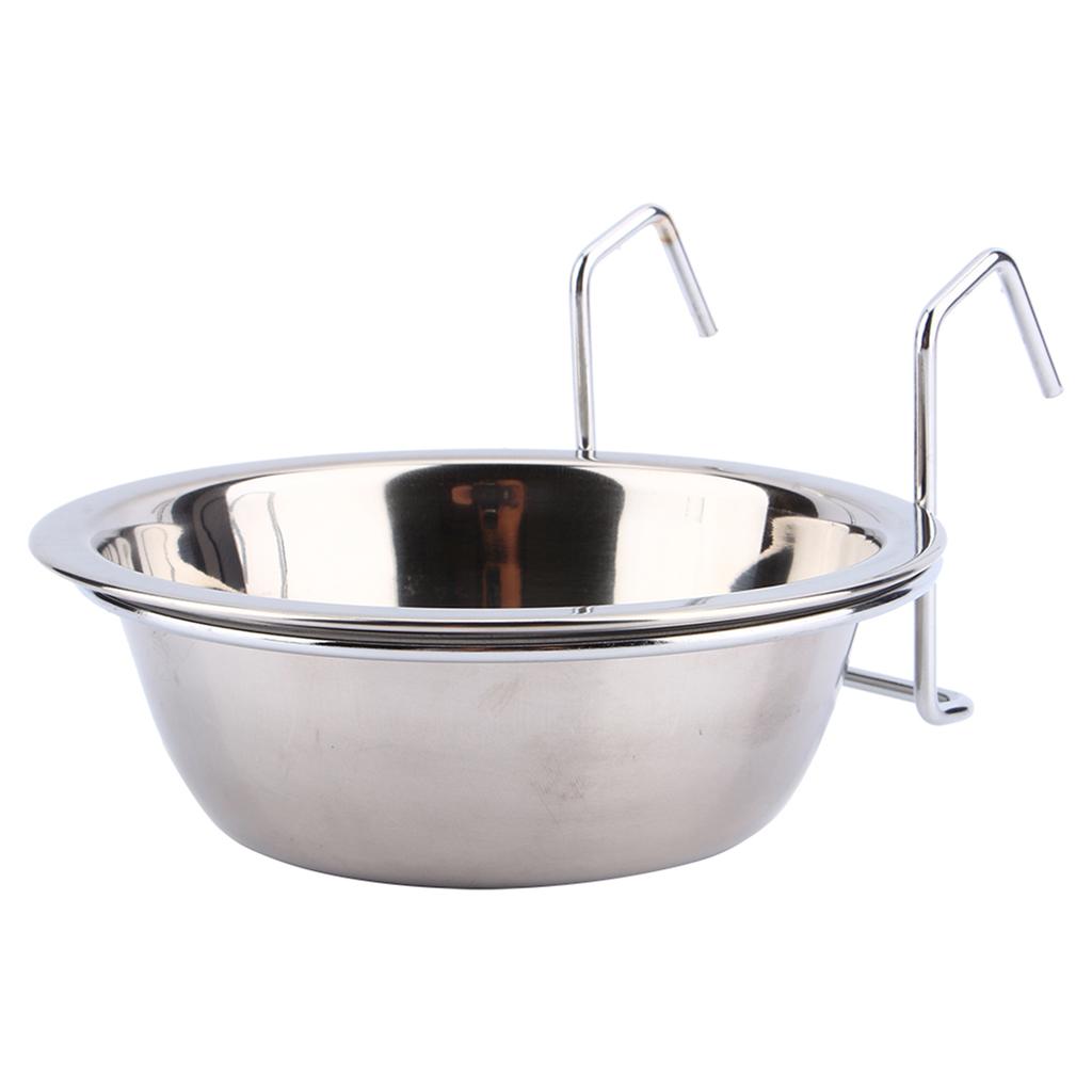 Подвесная миска из нержавеющей стали для клетки для домашних животных, миски для еды, птиц, кошек, собак, миски для воды (L)