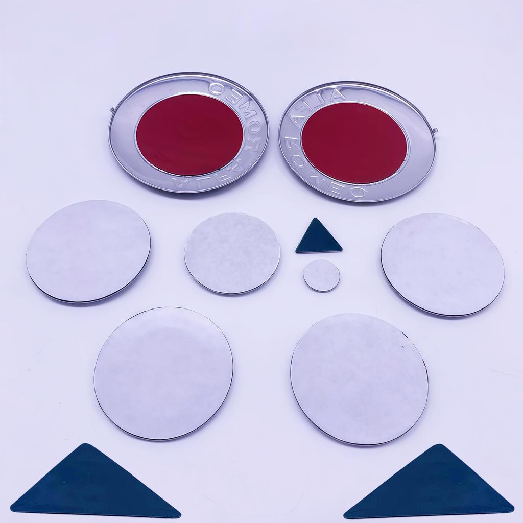 EHJPY1 11 pcs for Alfa Romeo 90mm 74mm 60mm 56mm 50mm Car emblem Wheel stickers front Hood badge rear Trunk Steering sticker Styling