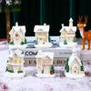 Cute Christmas Glowing Small House Resin Elegant Christmas House Ornament Luminous Snow House LED Lights Figurines
