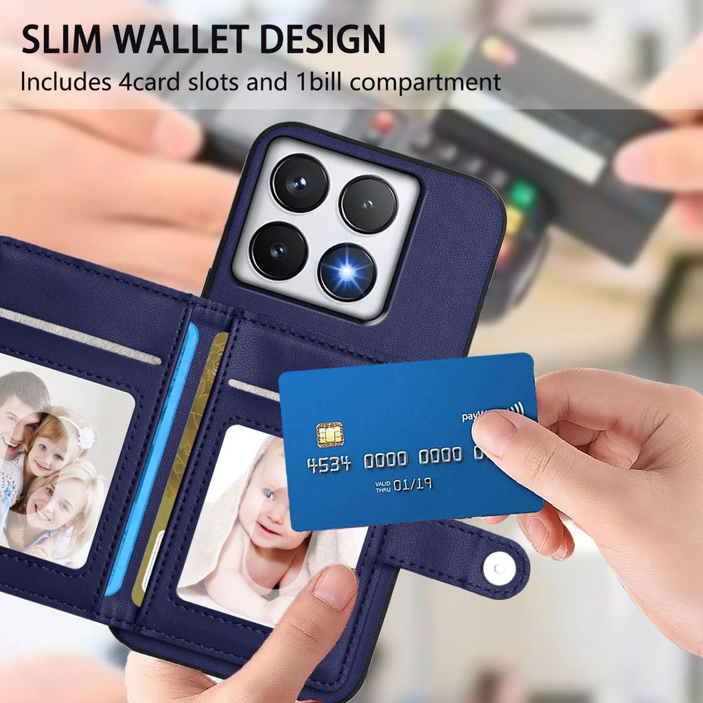 For Xiaomi 14T Pro Case RFID Blocking Card Holder Kickstand TPU + PU Leather Phone Back Cover