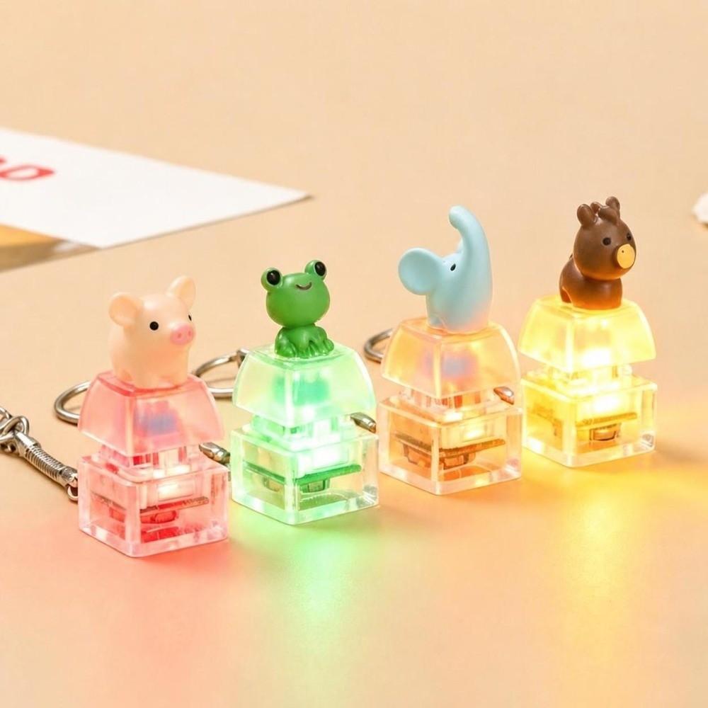 Keyboard 3D Frog Fidget Toy Keychain LED Light Anti-stress Toy Pendant Decompression Gift