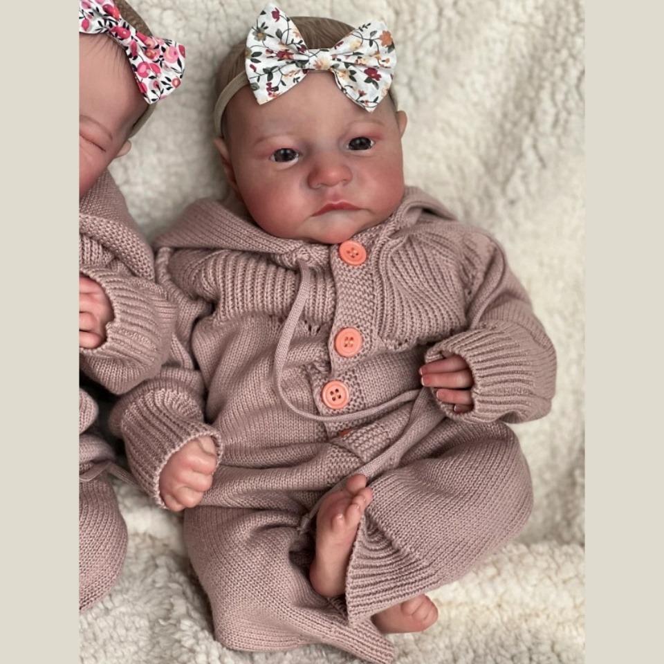 Brand New 49 Cm Reborn Doll Twins Levi Closed Eyes and Open Eyes Optional Emulation Rebirth Doll Realistic Baby Doll Toys for Toddler New Year Gifts