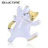 Lovely Oil Dancing White Cat Brooches Enamel Alloy Jewelry Shoulder Sweater Hats Accessories for Women Girls