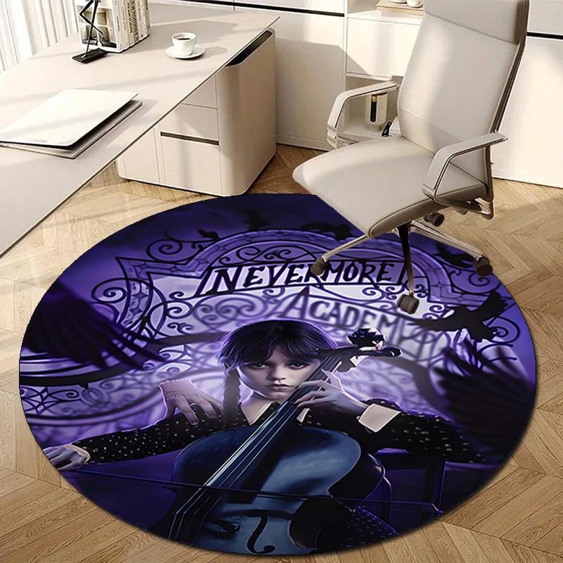 1pc Addams Family Wednesday9 Design Printed Area Round Carpet for Bedroom Living Room Home Decor Rugs Mat Non Slip Mat Rug for Bedside