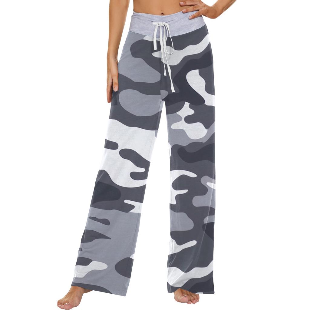 Женские модные повседневные удобные пижамные брюки с принтом и широкими штанинами на шнурке