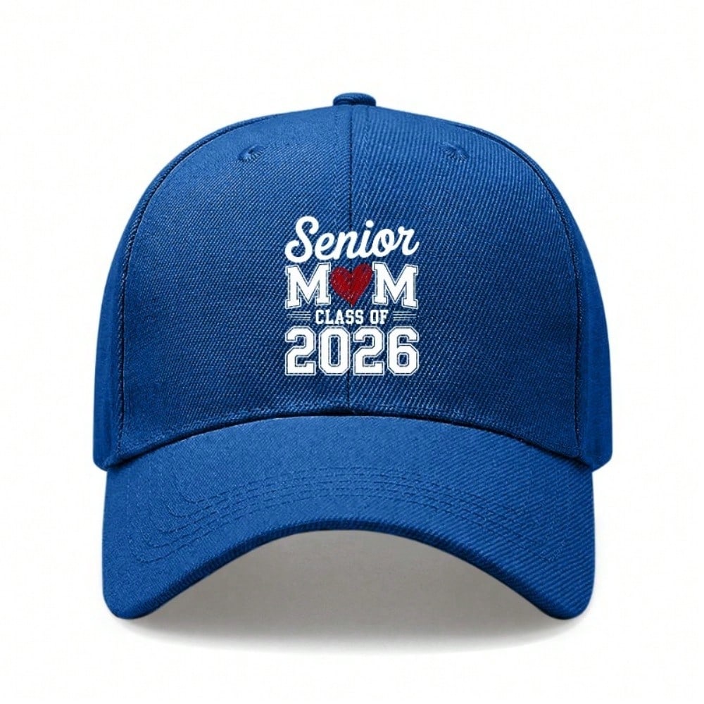 [Senior Mom Baseball Cap] Class Of 2026 Printed Hat Unisex Adjustable Breathable Lightweight Soft Fabric Casual Daily Wear Graduation Gift - Mom Hat