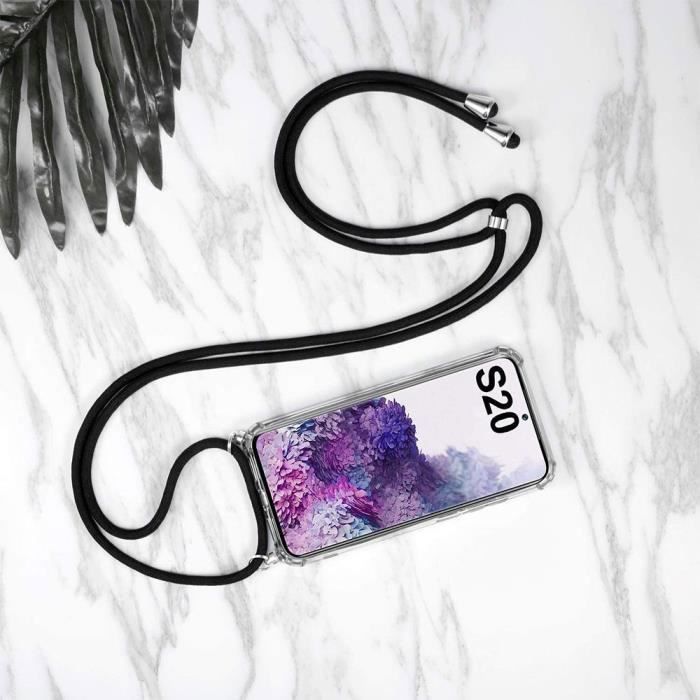 Coque - AntiChoc - pour Samsung Galaxy S20 - Transparent - Souple - Cordon de Serrage - Violet