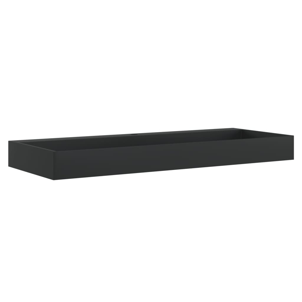 Wash Basin 120 x 46 x 11 cm Mineral Cast Marble Cast Matte Black