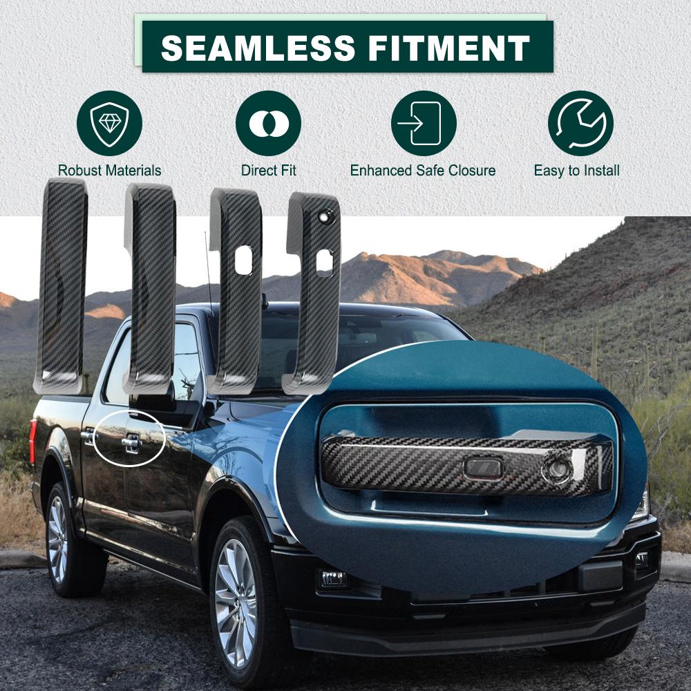 Накладки на ручки дверей автомобиля Для Ford F150 F-150 2015 2016 2017 2018 2019 2020 Черный Карбон Накладки-стикеры на ручки дверей автомобиля