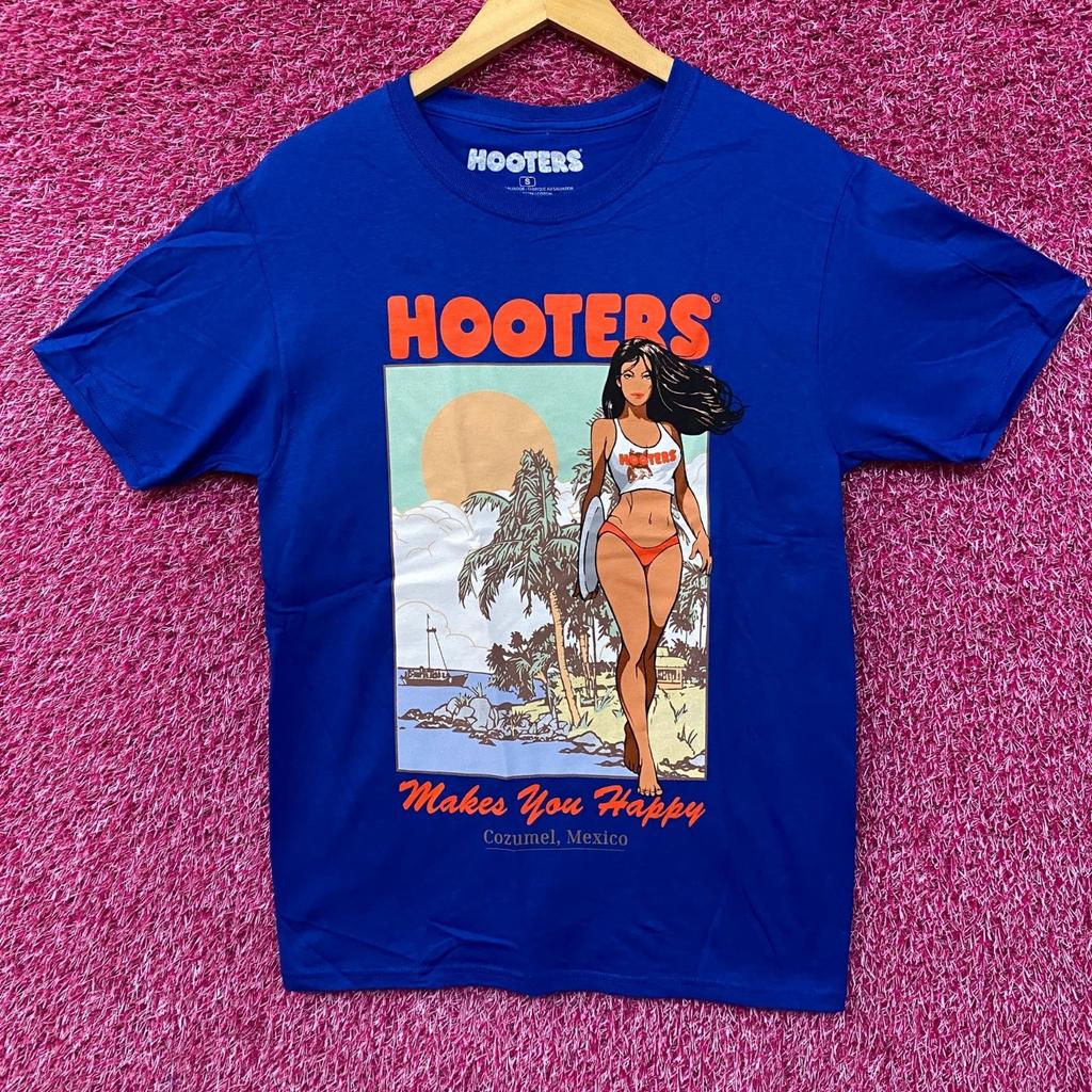 Hooters Делает Тебя Счастливым Косумель Мексика Пляжная Красотка Спортивный Бар Промо Футболка