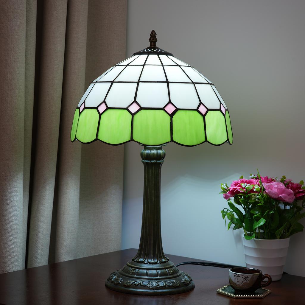 Желтая настольная лампа из витражного стекла в стиле павлиньего хвоста, винтажная ручная работа, лампа для чтения для гостиной, домашнего офиса, декор, свет